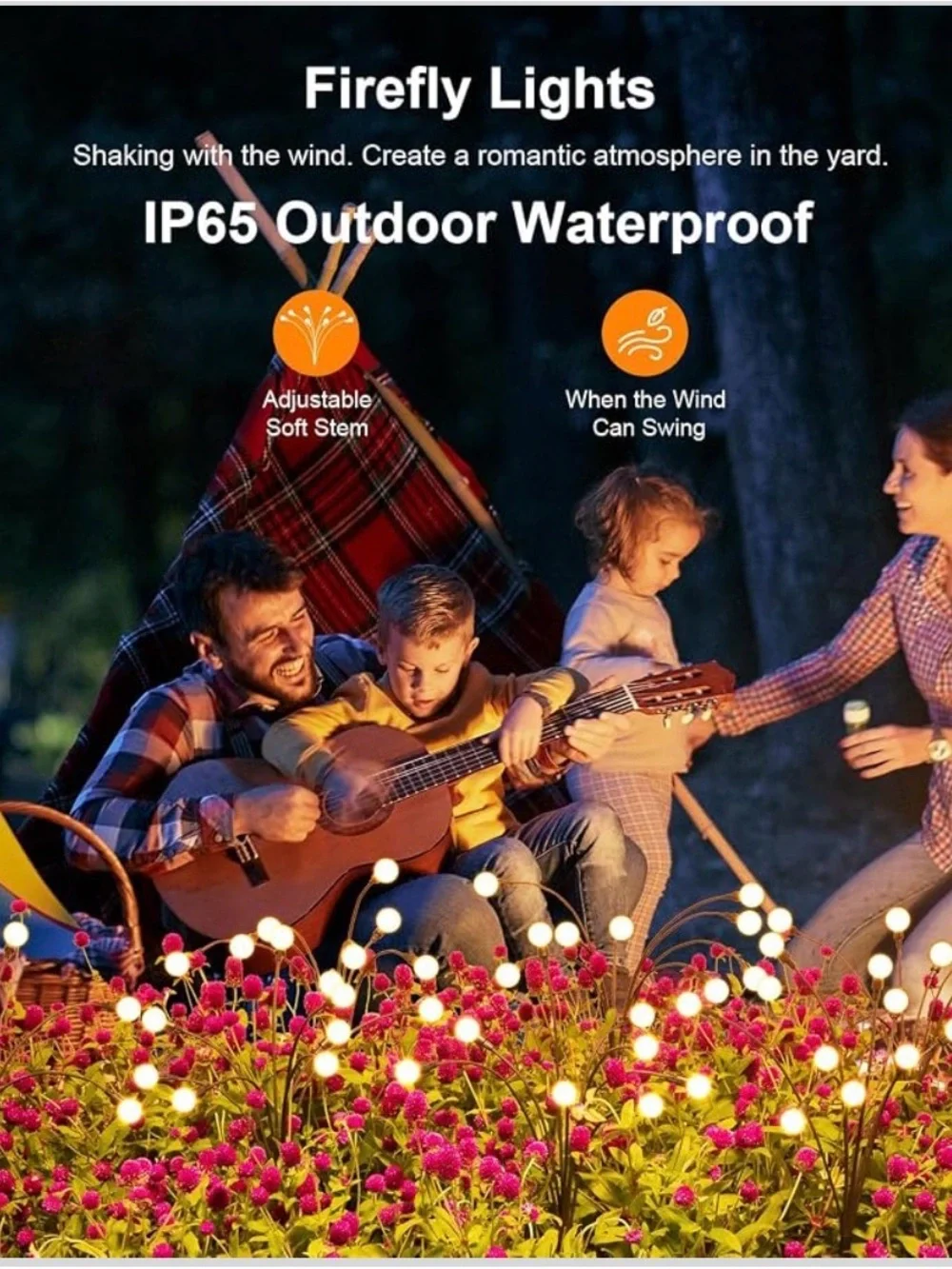 Solar Firefly Garden Lights, 6pack 48 lights, colorful